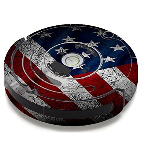 Skin Decal Vinyl Wrap For IRobot Roomba 650 655 Vacuum / American Flag Distressed