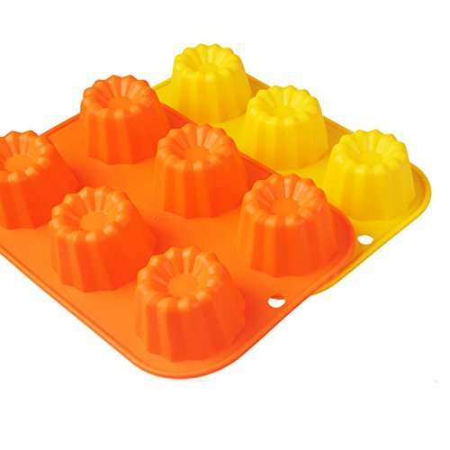 DOYOLLA Pack of 2 6-cup Silicone Flower Muffin Pan Silicone Cupcake Pan - 6-Cup Flower Cake Baking Pan 100% Food...
