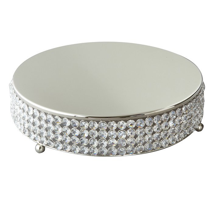 Elegance Silver Sparkle Round Cake Plateau 14-inch