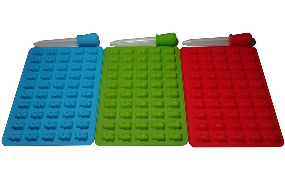 3 Pack - Candy Making Molds Gummy Bear Molds, BONUS 3 Droppers N3