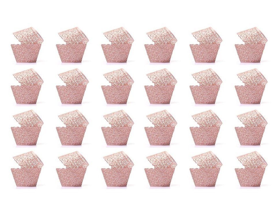 Baloray Pack of 24 Filigree Little Vine Lace Laser Cut Cupcake Wrapper Liner Baking Cup Muffin Case Trays Wedding... N2