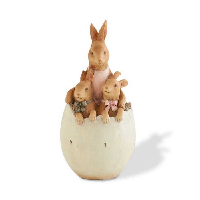 6.25 Inch Vintage 3 Bunnies in Egg