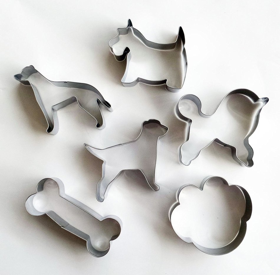 Yunko 6pcs Pet Dog Stainless Steel Cookie Cutter Fondant Cutter Cup Cake Decoration Tools Set,Paw and Bone