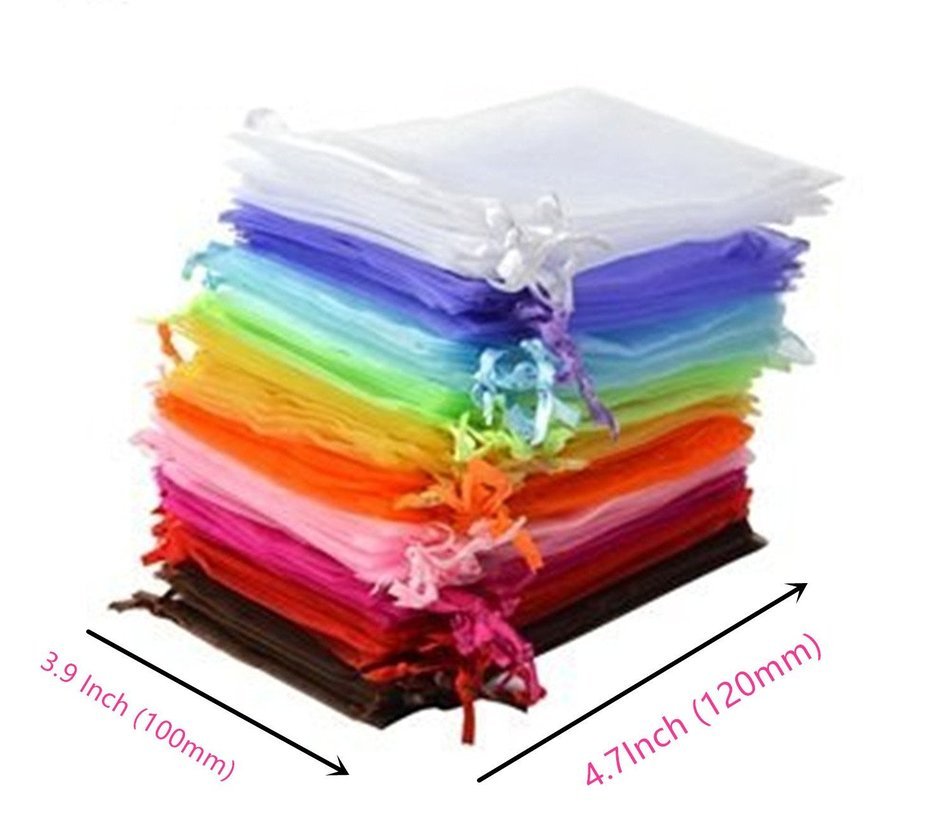 Yansanido 13x18cm /5x7 Inches 100pcs Beautiful Transparent 10 Color Organza Drawstring Pouches candy Jewelry Party... N7