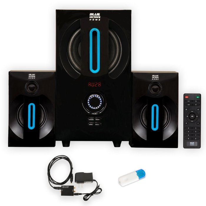 Blue Octave B22 Home 2.1 Powered Speaker System with FM Tuner Bluetooth and Optical Input N2