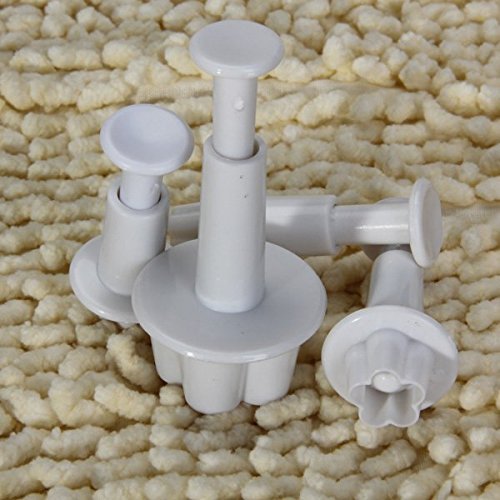 4pcs Fondant Gum Paste Plunger Cutter Flower White