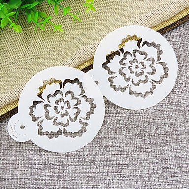 Y&XL&H Brush Embroidery Flower Cookie Stencil, Cake Side Stencil, Cookie stencil, round stencil for decorating... N3