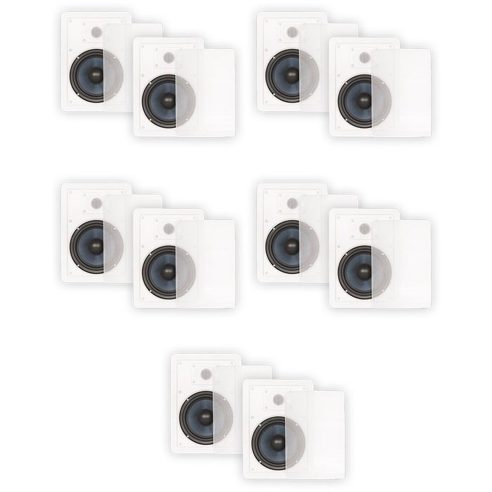 Blue Octave BDW62 In Wall 6.5" Speakers 2 Way Home Theater Surround Sound 5 Pair Pack