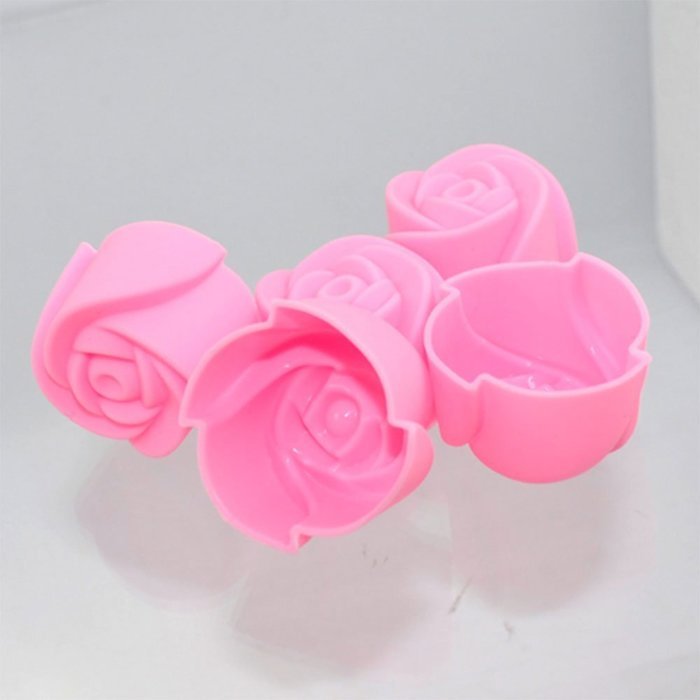 10PCS Rose Flower Mini Cupcake Silicone Baking Molds Ice Chocolate Jello #JHJYS N3