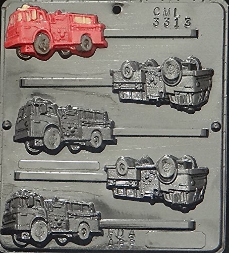 Fire Truck Lollipop Chocolate Candy Mold 3313