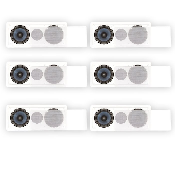 Blue Octave BDLCR6 In Wall Center Dual 6.5" Speakers Home Theater 6 Speaker Set