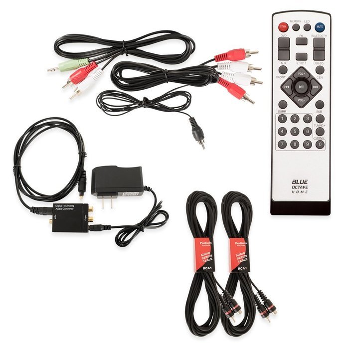 Blue Octave B53 Home 5.1 Bluetooth FM Speaker System with Optical Input and 2 Extension Cables N2