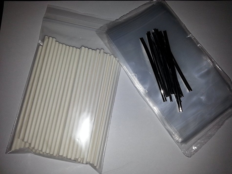 200pcs (4 1/2" Lollipop Sticks + 3" X 4" Bags + Twist Ties) for Cake Pops N2