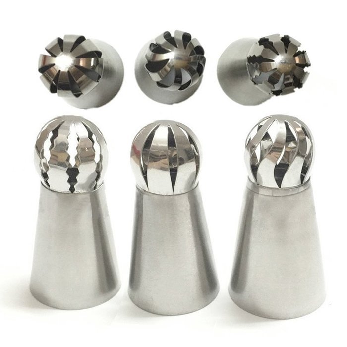 StarSide New 3 Pcs Sphere Ball Tips Russian Icing Piping Nozzles Tips Pastry Cake Fondant Cupcake Buttercream... N3
