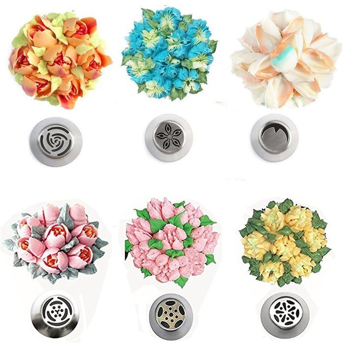 Thiroom 17PCS/Set Russian Flower Socket Tool Cake Pastry Cream Decoration Flower Decor Tips Stainless Steel Tool... N4