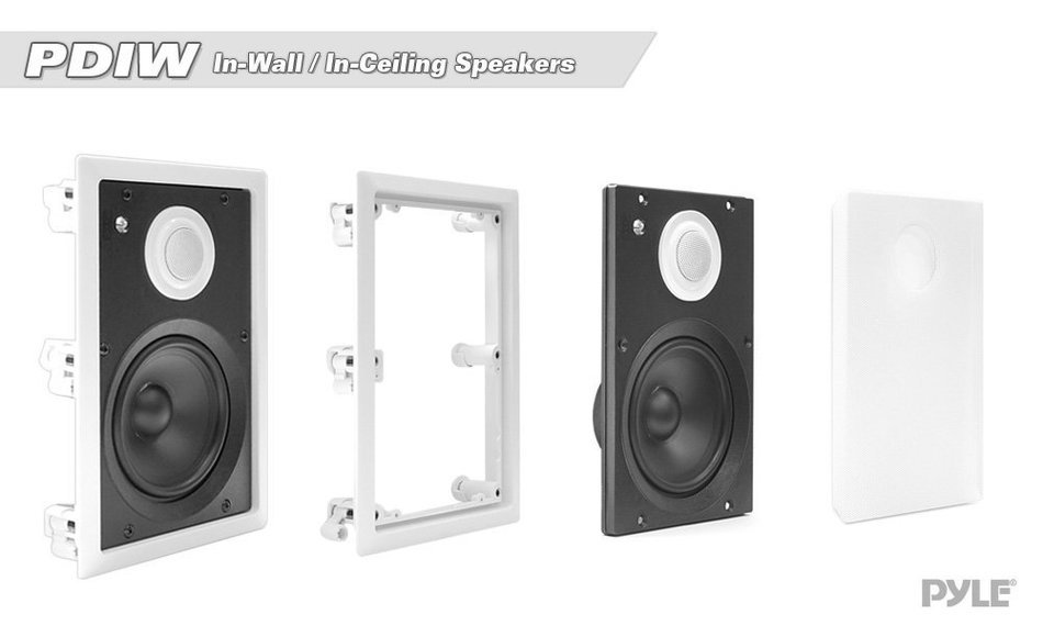 Pyle PDIW62 In-Wall and In-Ceiling Dual 6.5-Inch Speaker System, Directional Tweeter, 2-Way, Flush Mount, White... N2