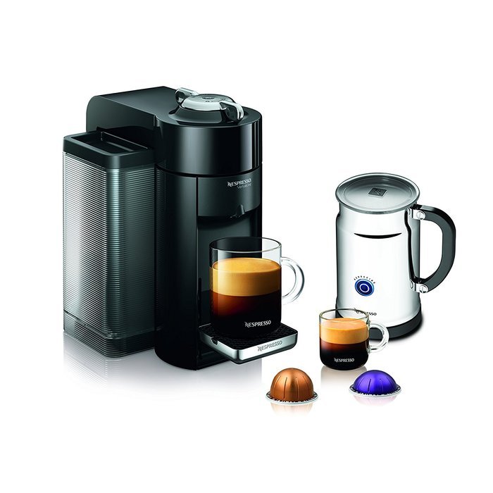 Nespresso A+GCC1-US-BK-NE VertuoLine Evoluo Deluxe Coffee & Espresso Maker with Aeroccino Plus Milk Frother, Black
