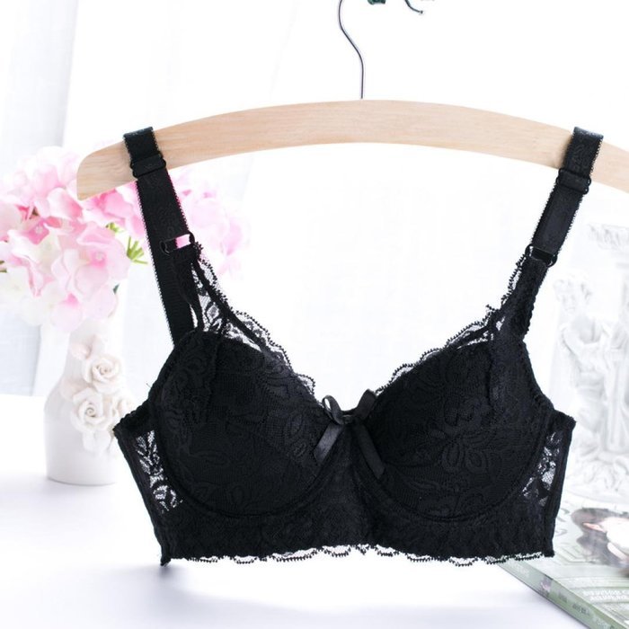 PHOTNO Women Push Up Deep V Ultrathin Underwire Padded Lace Brassiere Bra Big Size N14