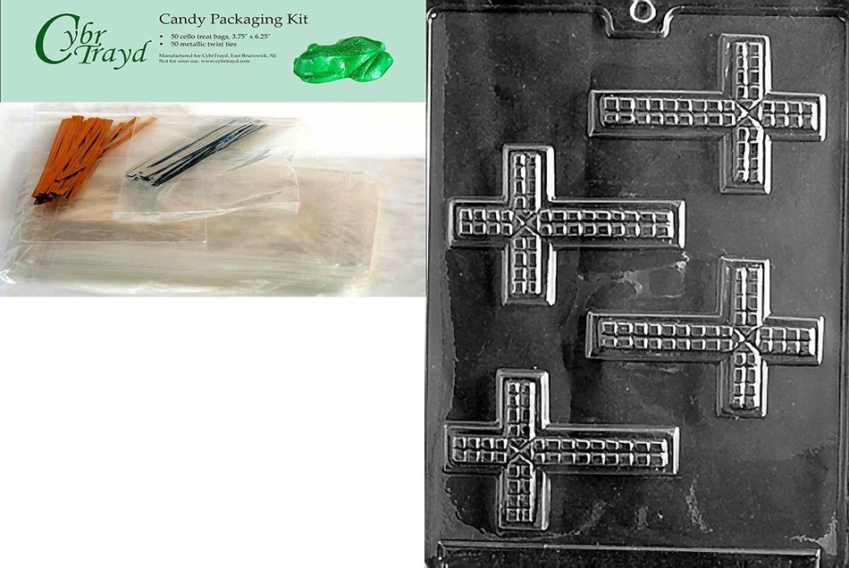 Cybrtrayd R010 Fancy Cross Chocolate Candy Mold with Exclusive Cybrtrayd Copyrighted Chocolate Molding Instructions... N3
