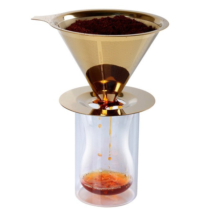 Clever Coffee Filter /Dripper - Titanium Coated Gold Stainless Steel Coffee Filter with Cup Stand, Permanent Reusable... N2