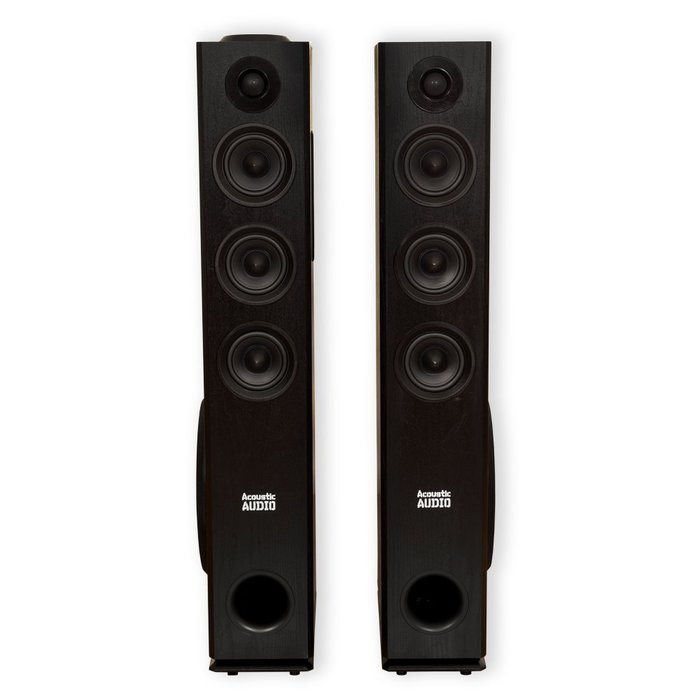 Acoustic Audio TSi350 Bluetooth Powered Floorstanding Tower Home Multimedia Speaker Pair and Mics TSi350M2 N5