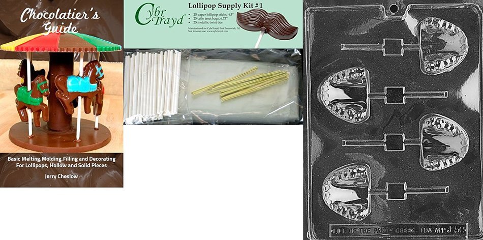 Cybrtrayd J050 Teeth Lolly Chocolate Candy Mold with Exclusive Cybrtrayd Copyrighted Chocolate Molding Instructions N6