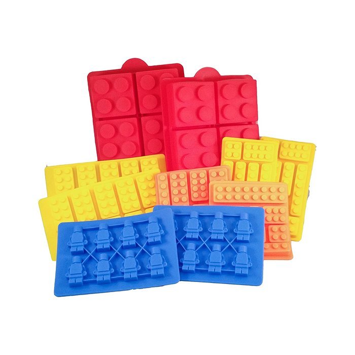 Building Brick + Minifigure Silicone Ice Cube Trays, Jello, Gummy Candy & Cake Baking Molds For Lego Lovers -...