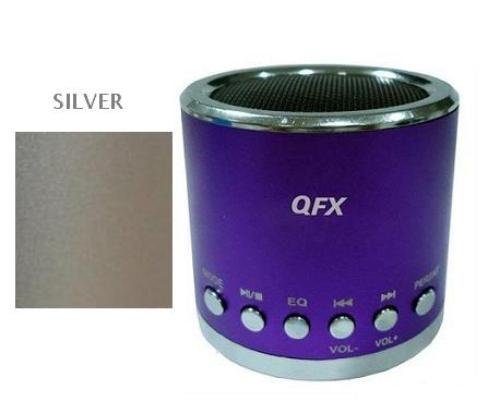 QFX CS59USSILVER Speaker with USB/Micro SD FM Radio
