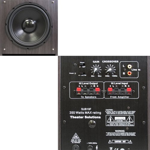 Theater Solutions 5.1 Home Theater 6.5" Speaker Set with Center, 10" Powered Sub and More TS65CWC51SET5 N2