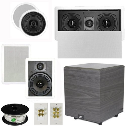 Theater Solutions 5.1 Home Theater 4 Speakers Set with Center 10" Powered Sub and More TS5C6WL51SET4