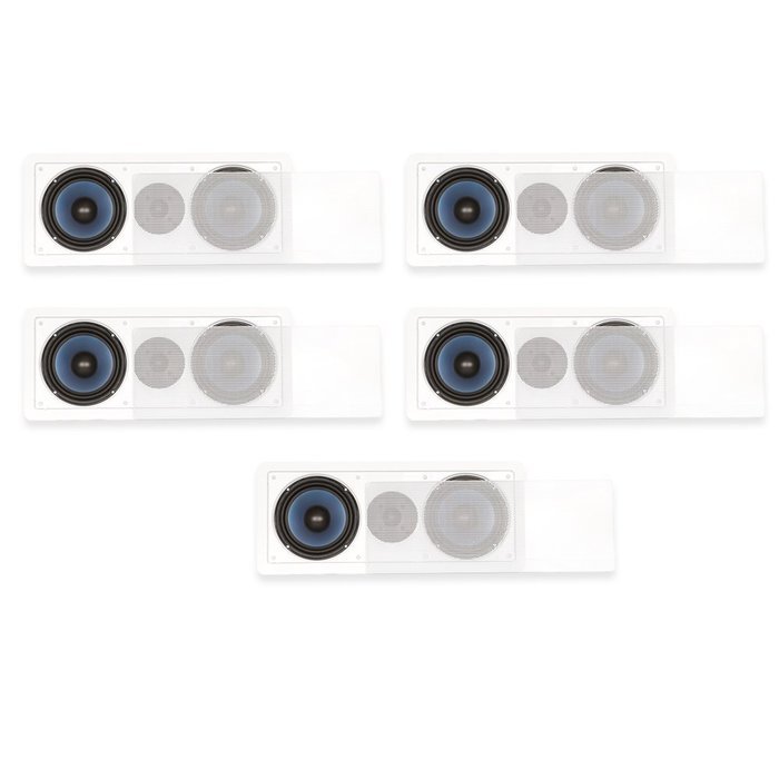 Blue Octave RLCR6 In Wall 6.5" Dual Woofer 3 Way Speakers 1400 Watts New 5 Speaker Set RLCR6-5S