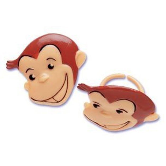 Bakery Crafts Curious George Cupcake Rings, Approx. 1.5", Food Safe (24 CT)