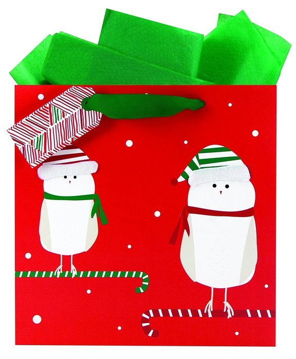 The Gift Wrap Company HALF9738-27 Square Bag (6 Pack), Medium, Snowbird, Multicolor