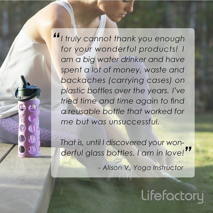 Lifefactory 22-Ounce BPA-Free Glass Water Bottle with Leakproof Cap & Silicone Sleeve, Transparent N10