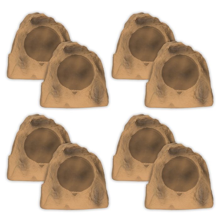 Acoustic Audio B8RS Sandstone 8" Rock Speaker 4 Pair Pack Outdoor Weatherproof Speakers