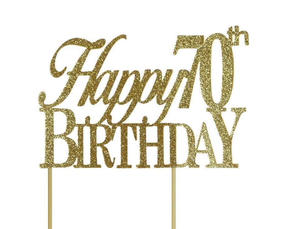 All About Details Gold Happy-70th-birthday Cake Topper