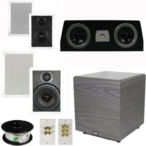 Theater Solutions 5.1 Home Theater 4 Speaker Set with Center, 12" Powered Sub and More TS5W6WC51SET6