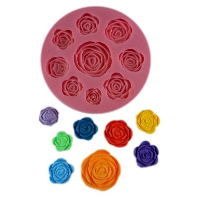 SHINA New Arrival Fondant Silicone Sugar Nine Red Roses Shaped Cake Craft Mold For Your Baby N4