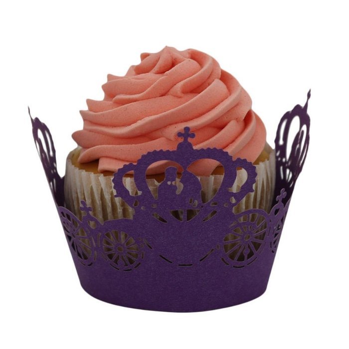 DZT1968 50pc Christmas Lace Laser Cut Cupcake Wrapper Liner Baking Cup Muffin (White) N3