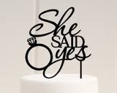 She Said Yes Acrylic Cake Topper Wedding Engagment Party By Forbes Favors (Black)