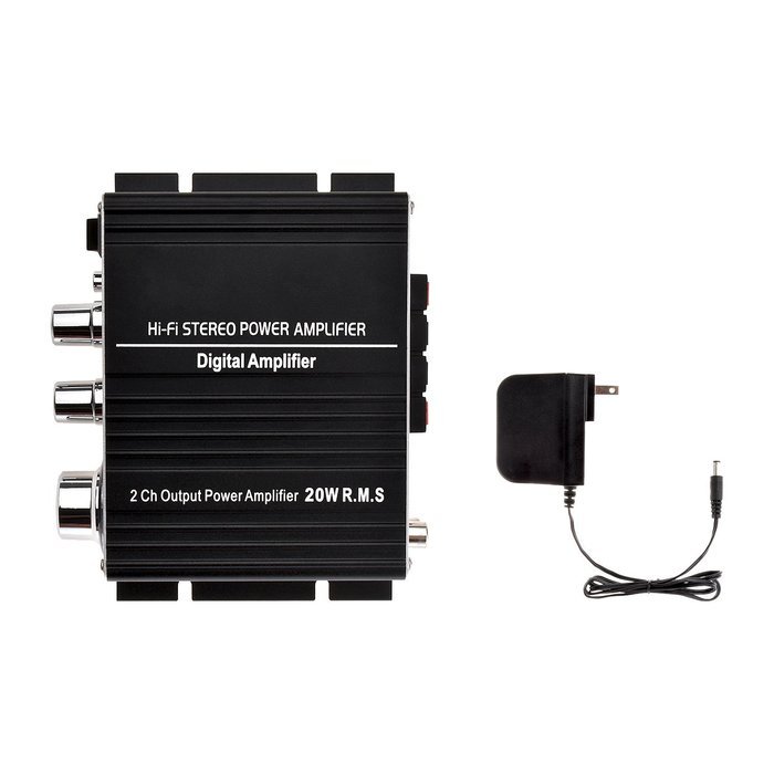 ONEU Mini Amplifier, 2 Chanel Class D Stereo Amplifiers 2x20W, Hifi Subwoofer AMP, Blue LED Light High Power Amplifier... N3
