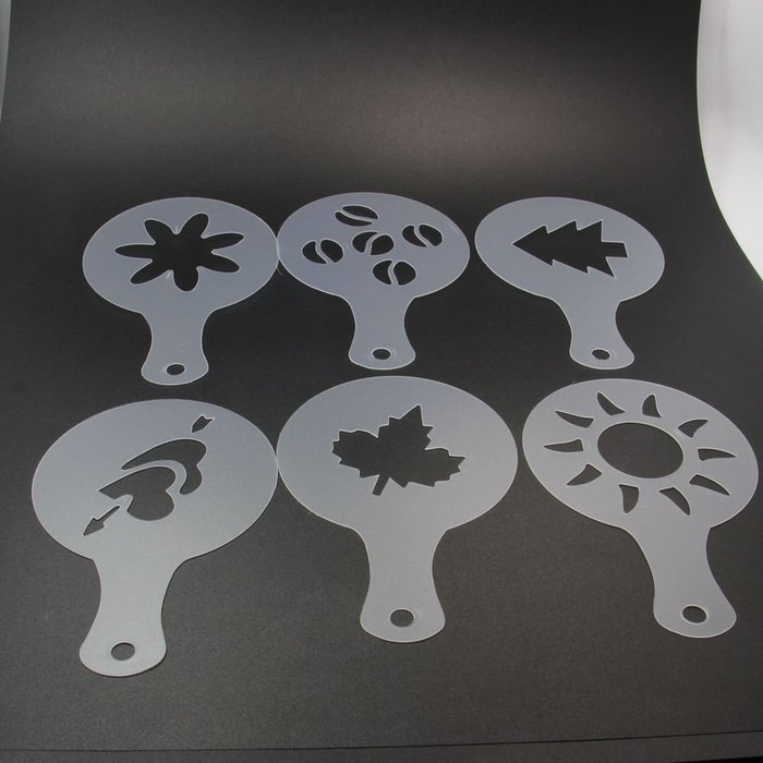 Coffee Stencils Latte Art Cappuccino Plastic Plate Template 22 Designs Decorating Tool + Mesh Shaker + Art Pen... N4