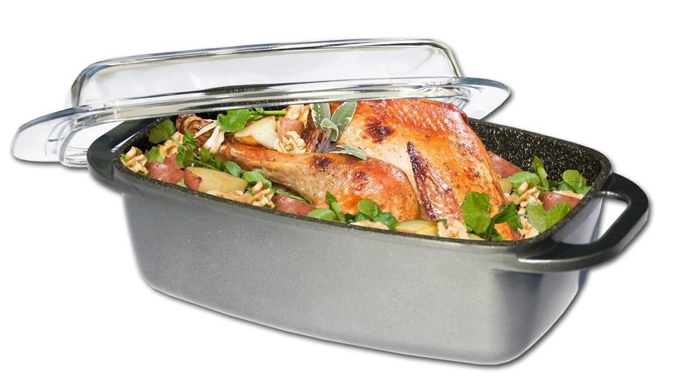 STONELINE Roaster With Glass Lid, 40 x 22 cm, Anthracite