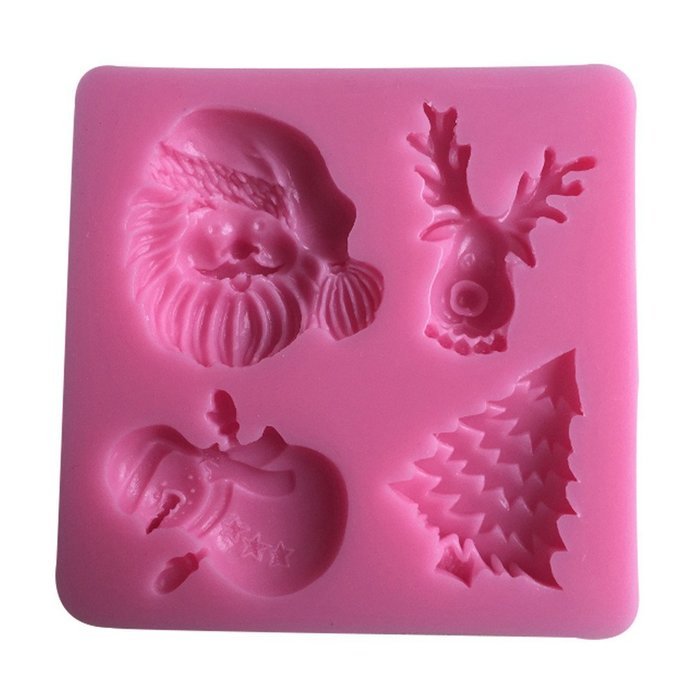 LYNCH Santa Claus,Christmas Tree Candy Chocolate Silicone Mold for Cake Decoration,Pink