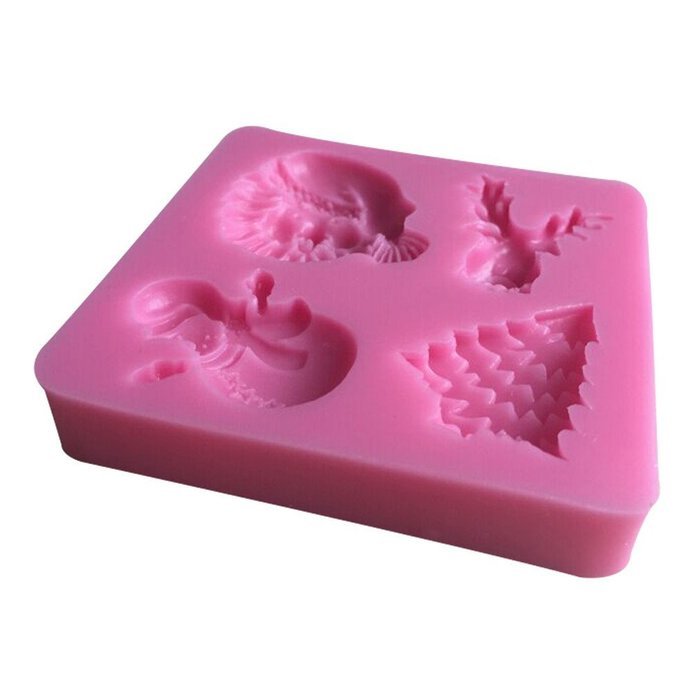 LYNCH Santa Claus,Christmas Tree Candy Chocolate Silicone Mold for Cake Decoration,Pink N2