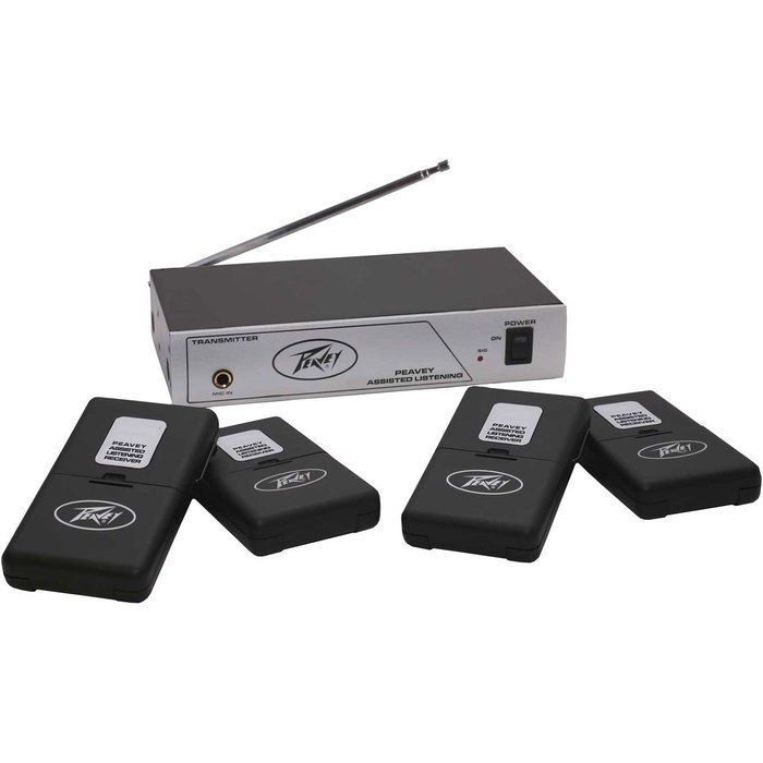 Peavey ALS72.9 MHz Assisted Listening System Transmitter & Four Receivers with Ear Buds N5