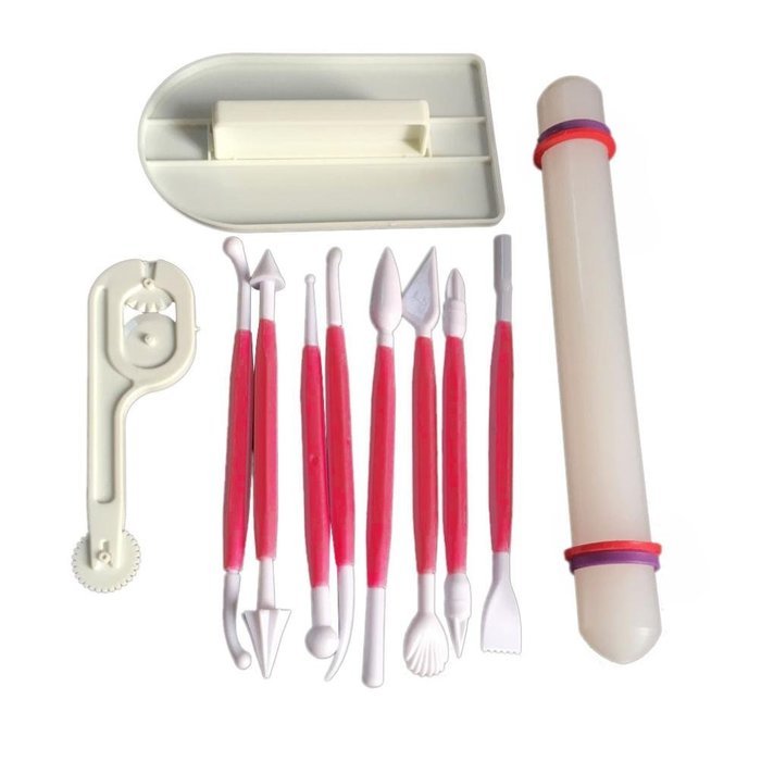 Binmer(TM) 11 Pcs Sugarcraft Cake Decorating Smoother Fondant Plunger Cutters Embosser Rolling Pin Modeling Tools... N5