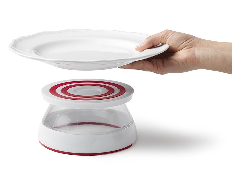 Chef'n Turntable Rotating Cake Stand Decorating Kit With 16 Decorating Tips, Coupler and Flower Nail N7