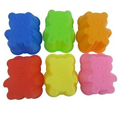 Y&XL&H Lovely Bear Shape Muffin Moulds, Cupcake Moulds , 6 Pieces per Set, L 7.8cm x W 6.5cm x H 3cm, Random Assorted... N2