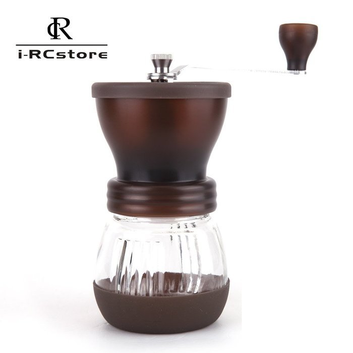 RC Manual Ceramic Burr Coffee Grinder Hand-crank Coffee Mill, Pot Capacity 120g (Brown)
